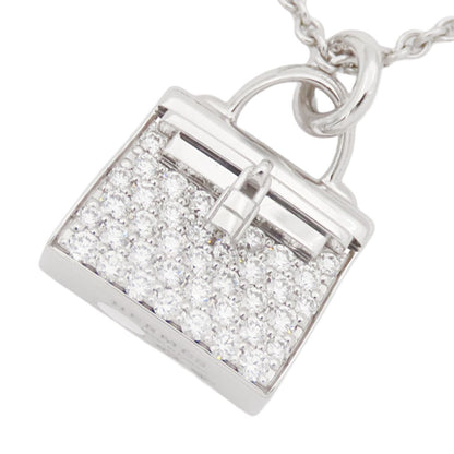 Hermes Amulette Kelly Pendant White Gold 18K Diamond Pave Necklace — view 3