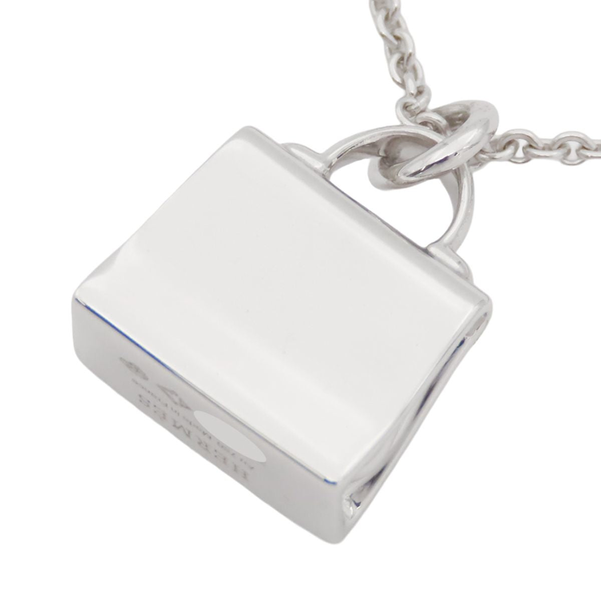 Hermes Amulette Kelly Pendant White Gold 18K Diamond Pave Necklace — view 4