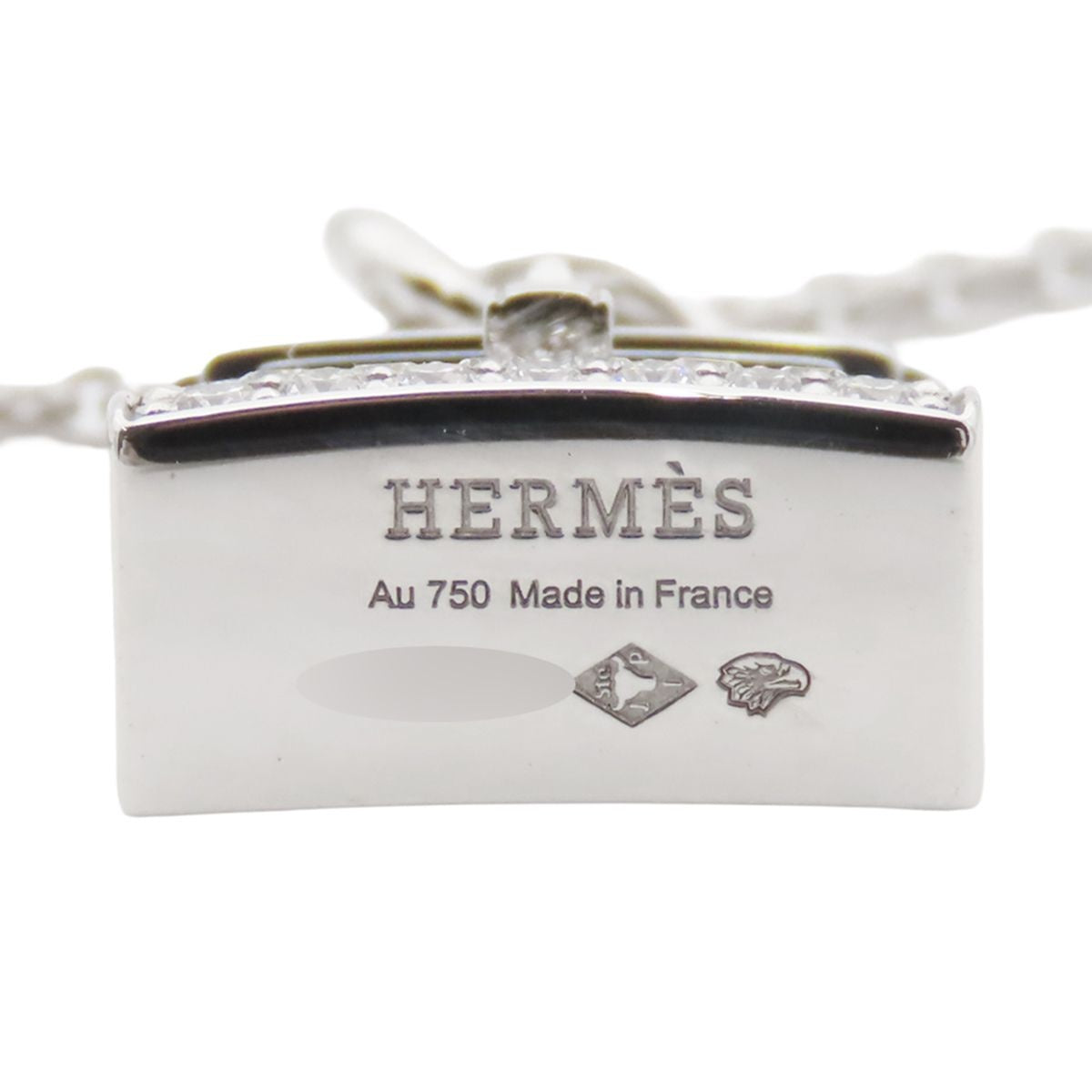 Hermes Amulette Kelly Pendant White Gold 18K Diamond Pave Necklace — view 5