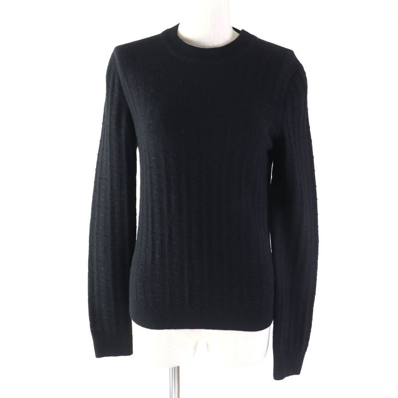 Hermes 2023 3 E2621 db H Pattern Crewneck Long Sleeve Sweater Knit Black 38