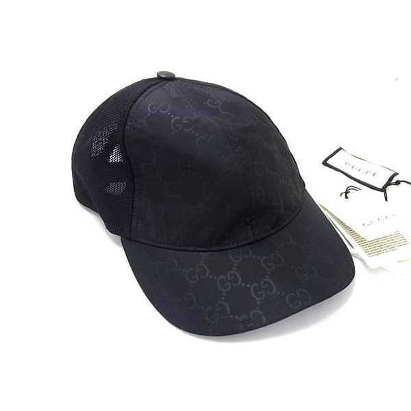 Gucci GG Pattern Nylon Baseball Cap Hat S 57 Black