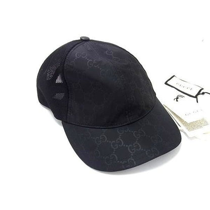 Gucci GG Pattern Nylon Baseball Cap Hat S 57 Black