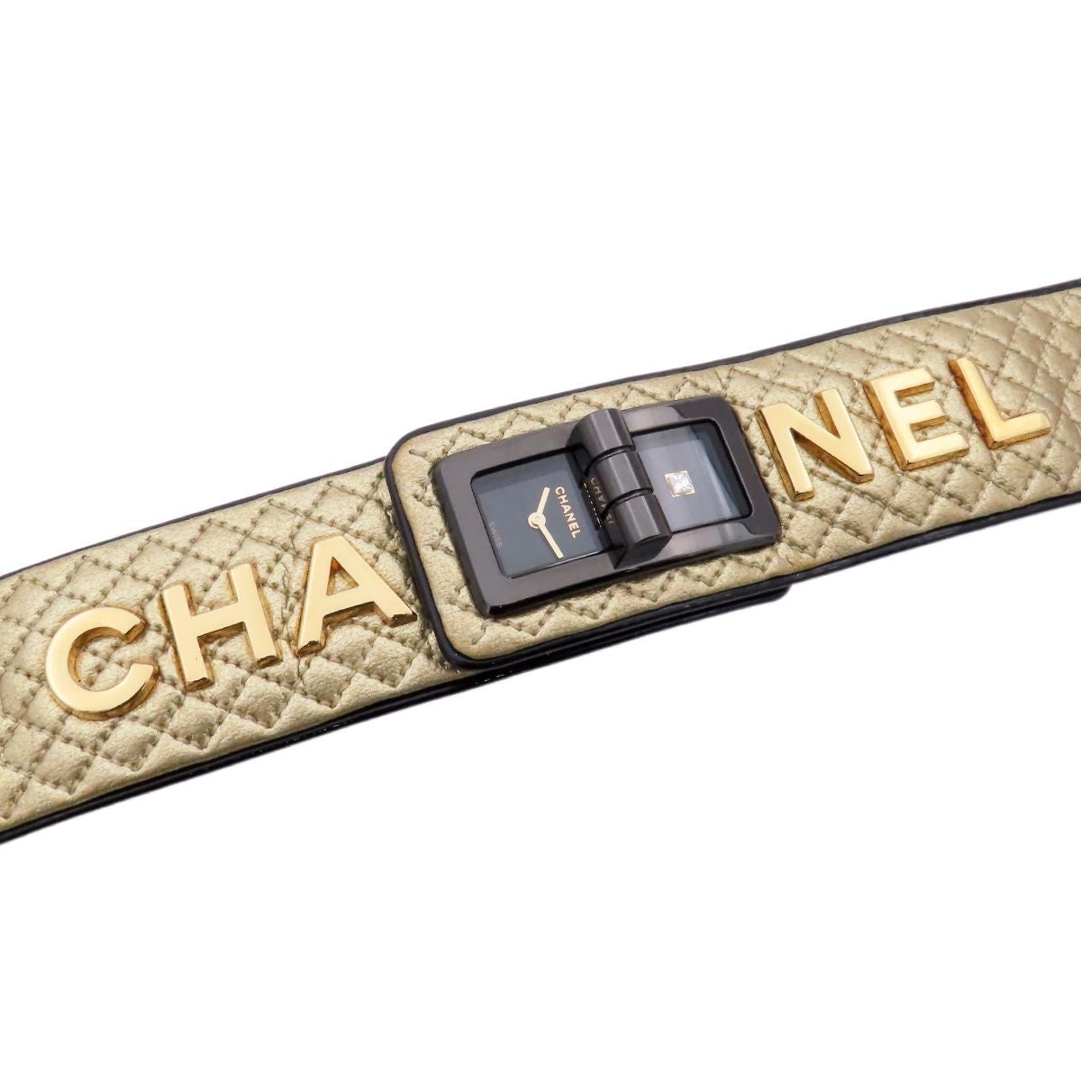Chanel Coco Cyber Gold Black SS Diamond Calfskin Quilted Stitch Limited Edition — view 4