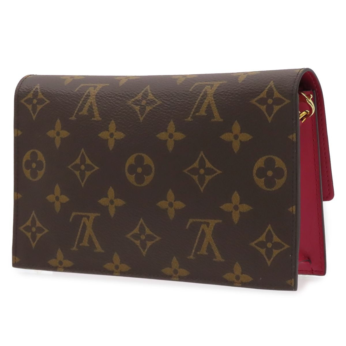 Louis Vuitton Portefeuille Flor Chain Fuchsia Monogram Clutch Shoulder Bag — view 2