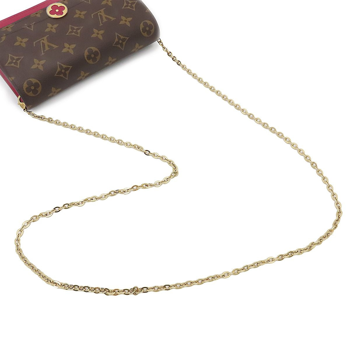 Louis Vuitton Portefeuille Flor Chain Fuchsia Monogram Clutch Shoulder Bag — view 4