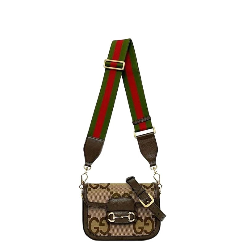 Gucci Shoulder Bag Brown Beige Horsebit