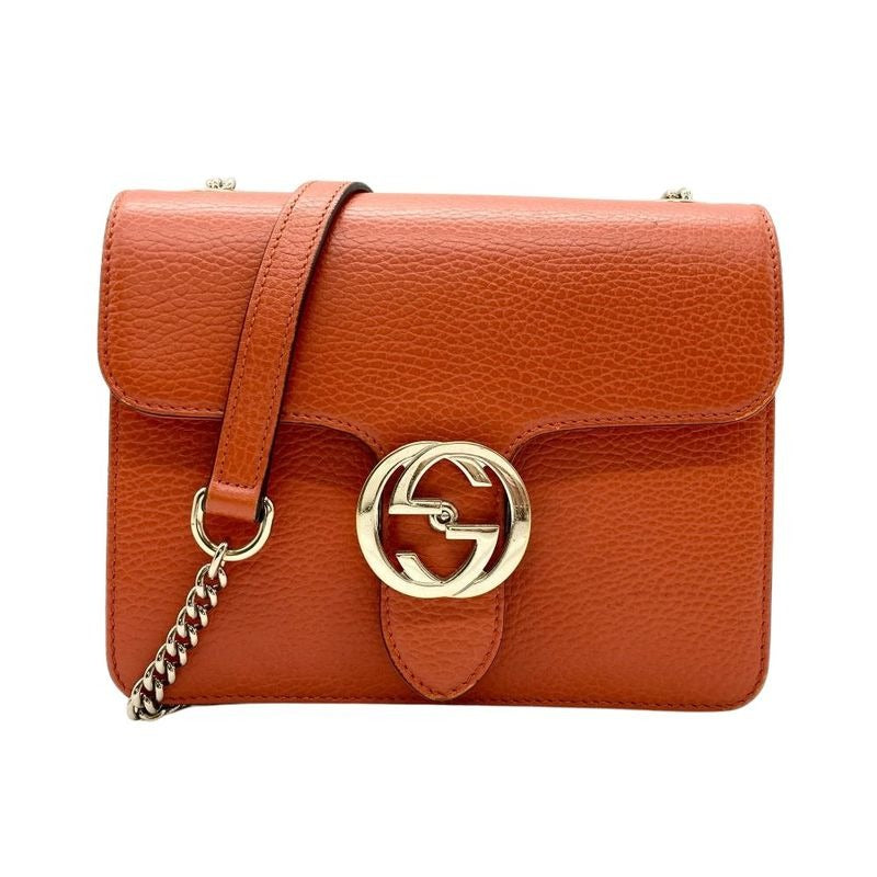 Gucci Interlocking G Shoulder Bag Orange Gold Hardware