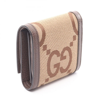 Gucci Bifold Wallet Bambu Jumbo GG Beige Dark Brown Canvas Leather — view 2