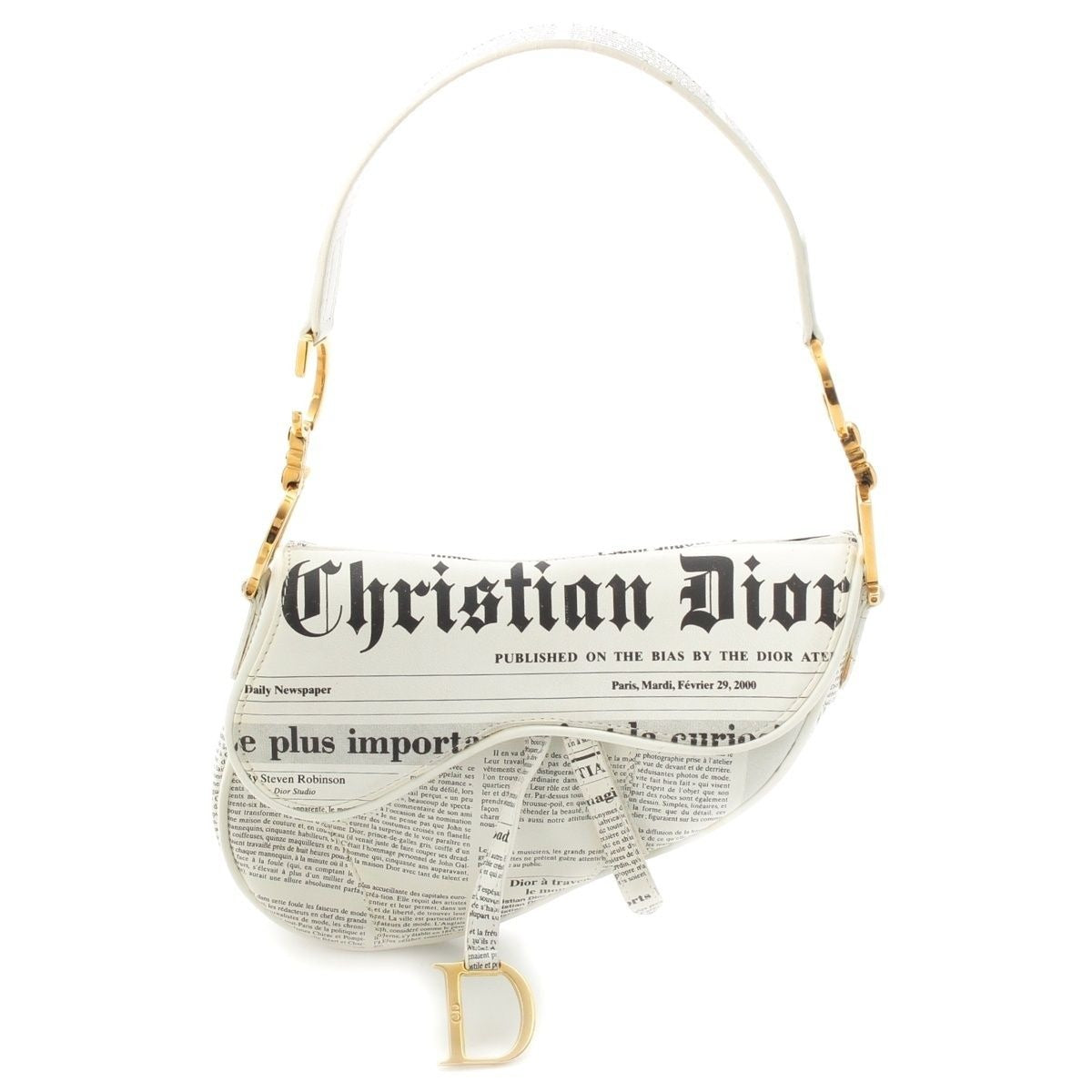 Dior Galliano Era Leather New Paper Print All Over Newspaper Pattern Handbag