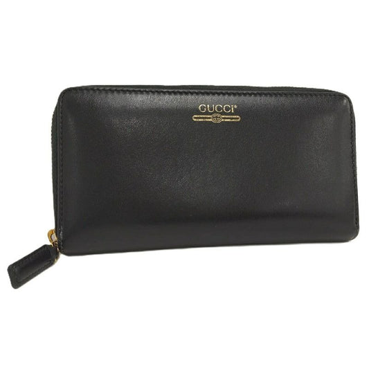 Gucci Round Zipper Long Wallet Leather Black