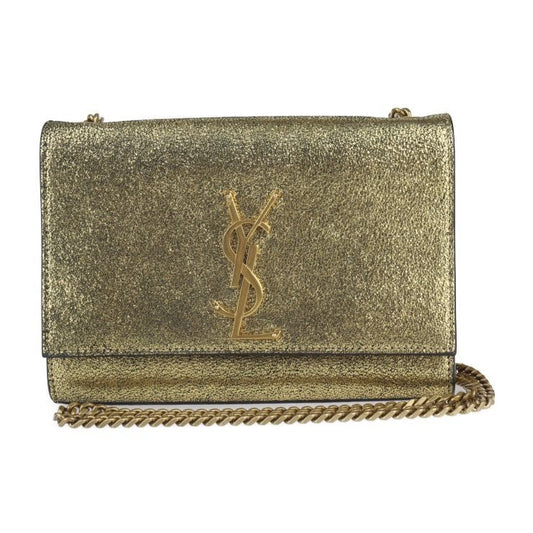 Saint Laurent Kate Small Chain Shoulder Bag Leather Gold Black YSL Logo