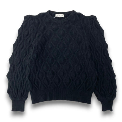 Dior Long Sleeve Knit Cable Sweater Top M Black — view 2