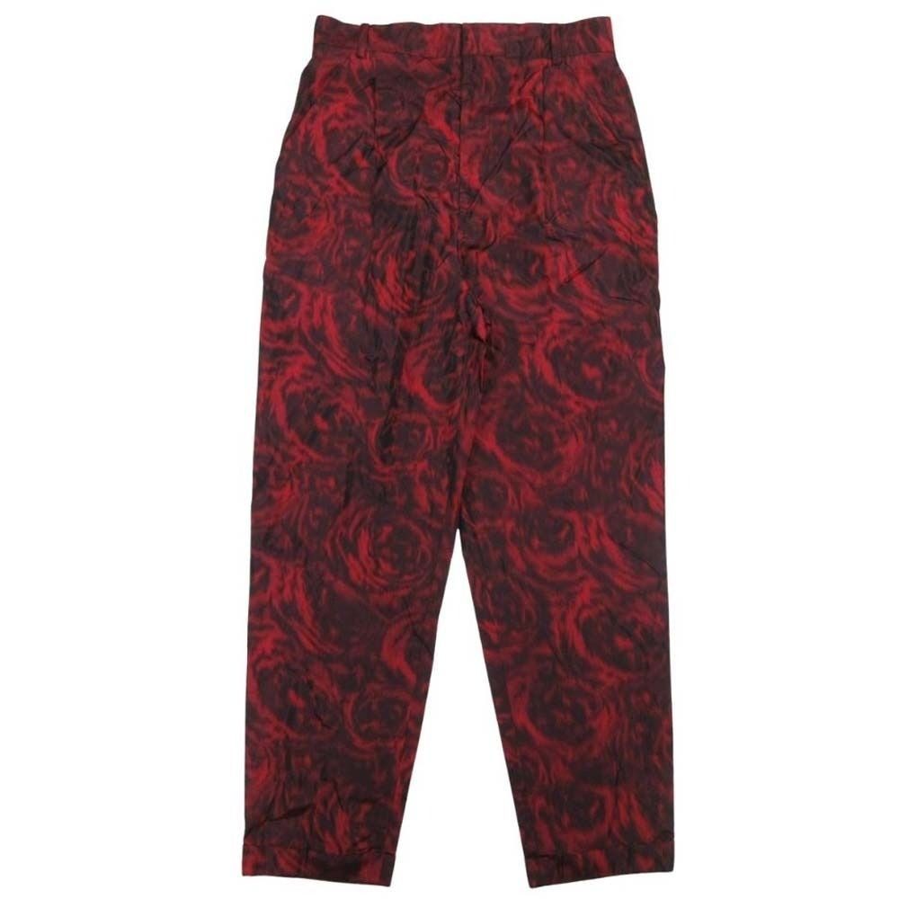 Dior All Over Pattern Silk Trousers Tucked Pants Tapered 36 Red