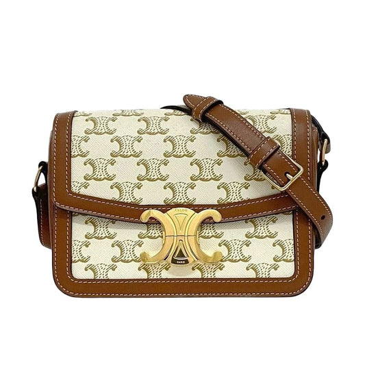 Celine Shoulder Bag White Brown Triomphe