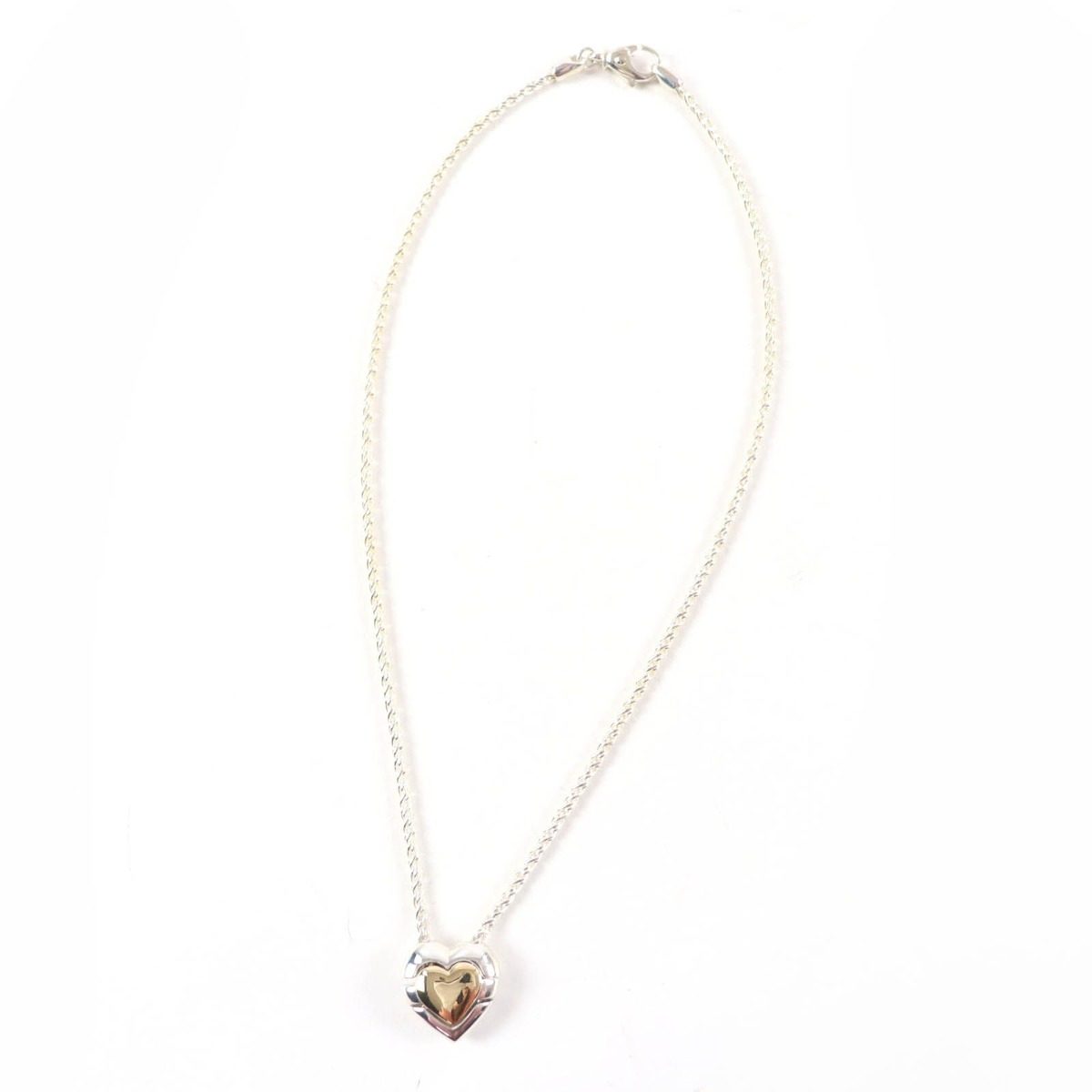 Tiffany & Co 925 Puzzle Heart Necklace Pendant Silver Gold Box Weight — view 3