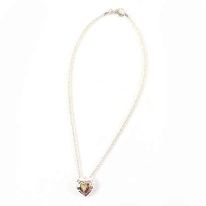 Tiffany & Co 925 Puzzle Heart Necklace Pendant Silver Gold Box Weight — view 3
