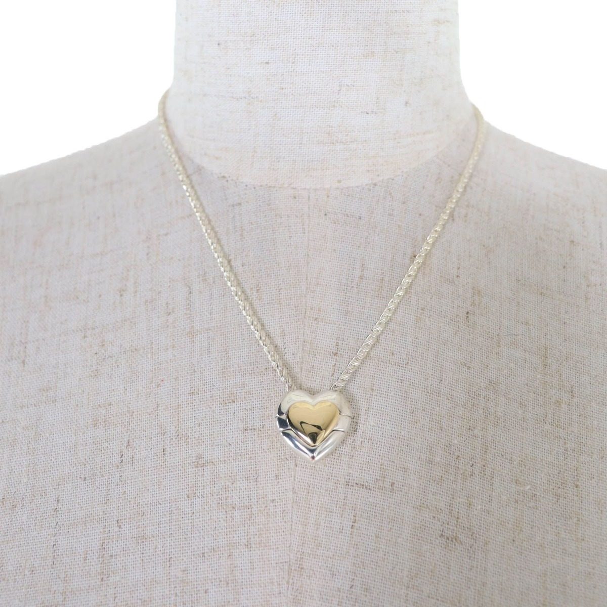 Tiffany & Co 925 Puzzle Heart Necklace Pendant Silver Gold Box Weight — view 4