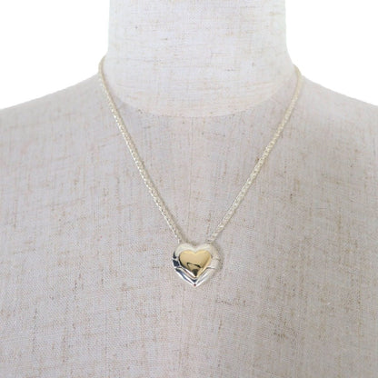 Tiffany & Co 925 Puzzle Heart Necklace Pendant Silver Gold Box Weight — view 4