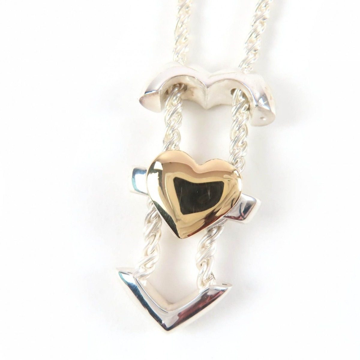 Tiffany & Co 925 Puzzle Heart Necklace Pendant Silver Gold Box Weight — view 7