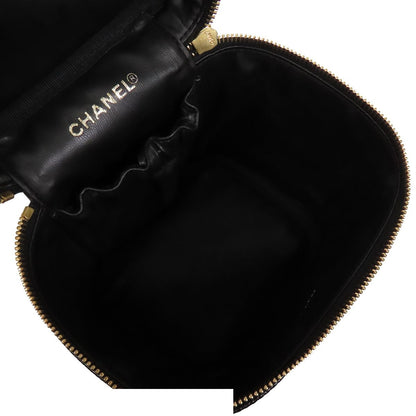 Chanel Vanity Bag Black Gold Caviar Leather CC Logo Handbag — view 5