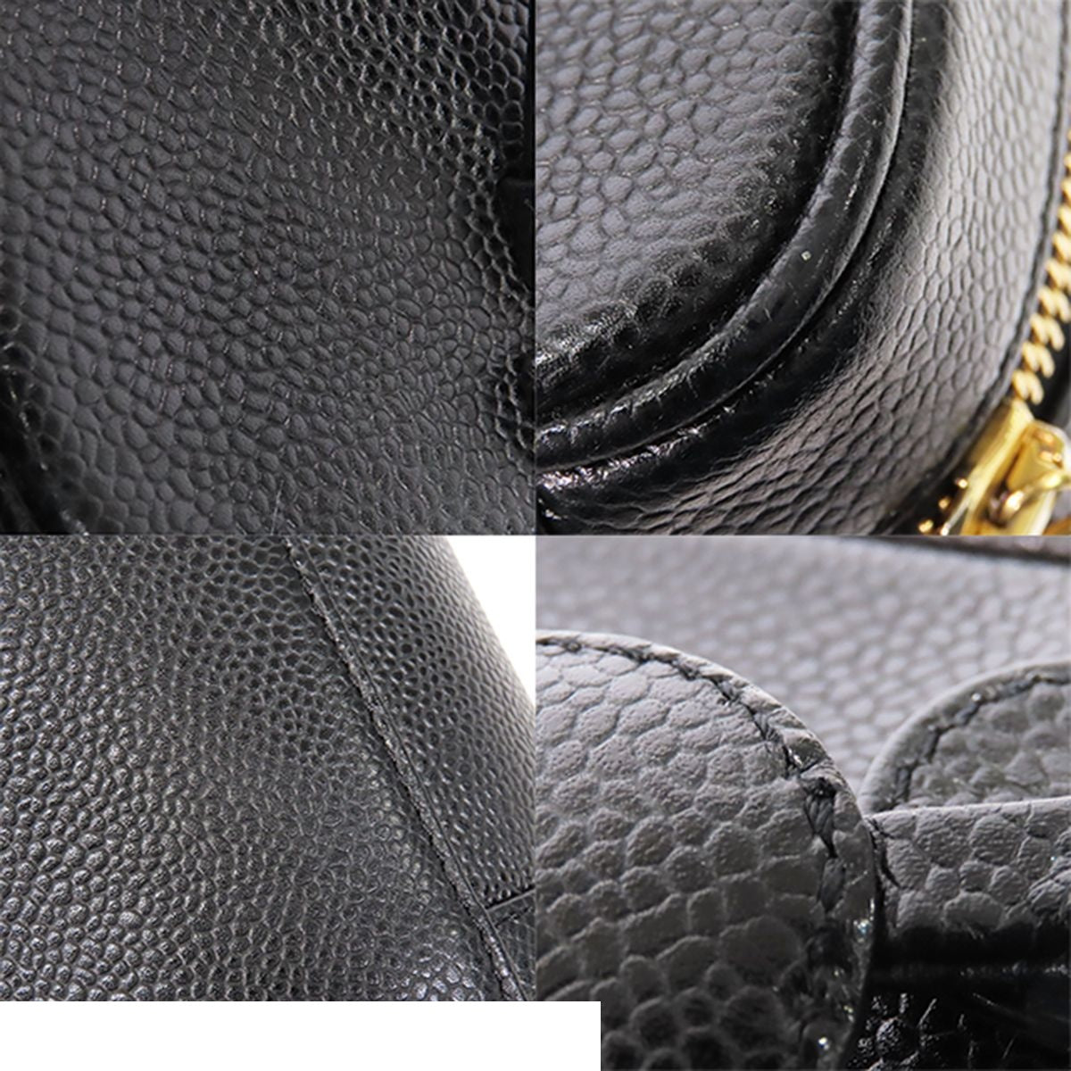 Chanel Vanity Bag Black Gold Caviar Leather CC Logo Handbag — view 6