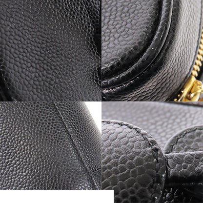 Chanel Vanity Bag Black Gold Caviar Leather CC Logo Handbag — view 6
