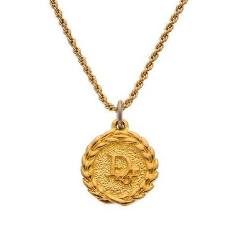 Christian Dior Vintage DIOR Gold Plated Necklace Medallion