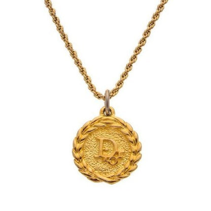 Christian Dior Vintage DIOR Gold Plated Necklace Medallion