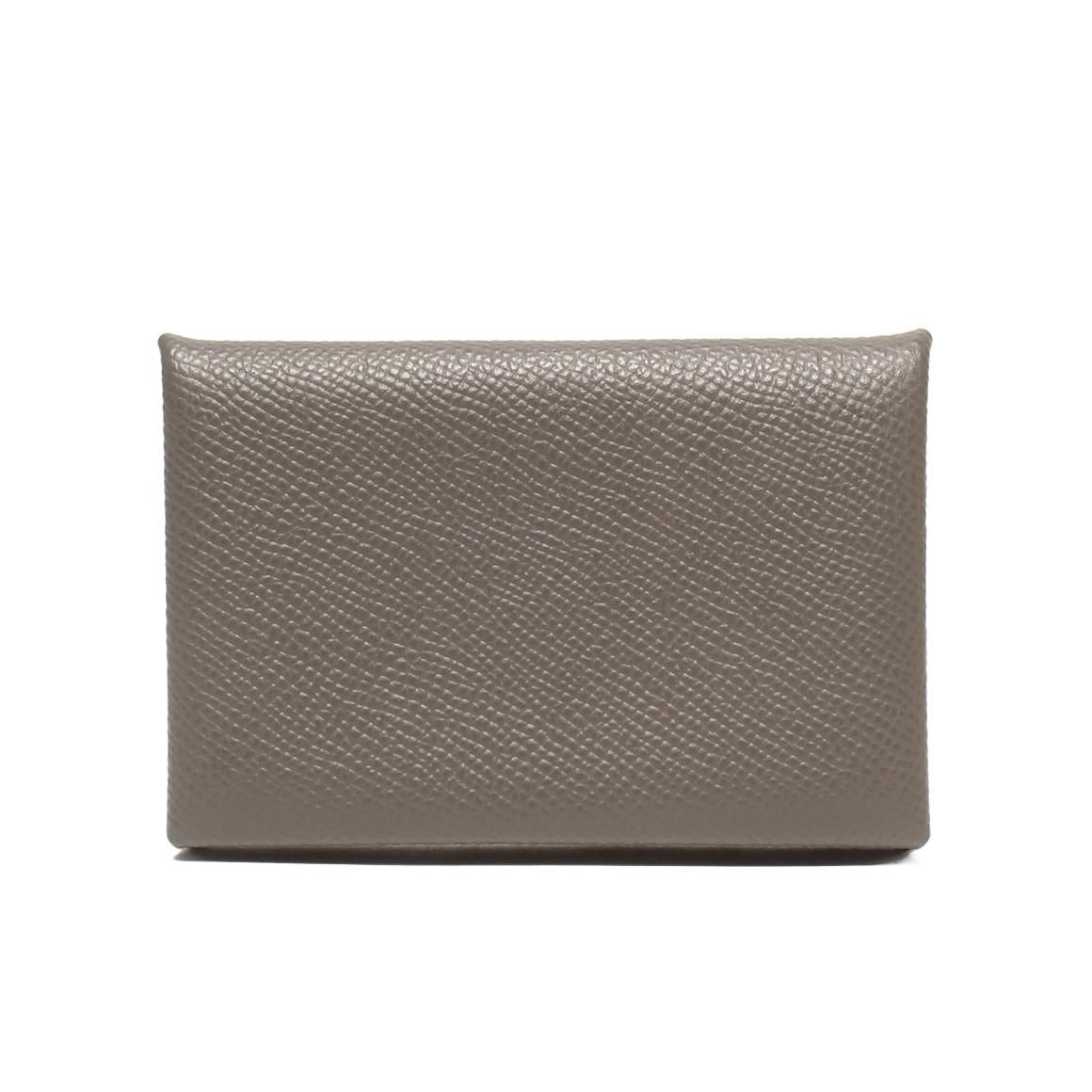 Hermes Card Case Silver Calvi Greige Size Details — view 2