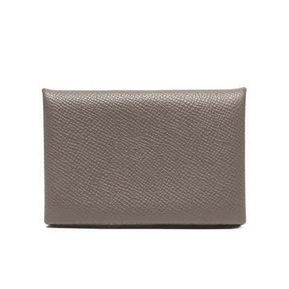 Hermes Card Case Silver Calvi Greige Size Details — view 2