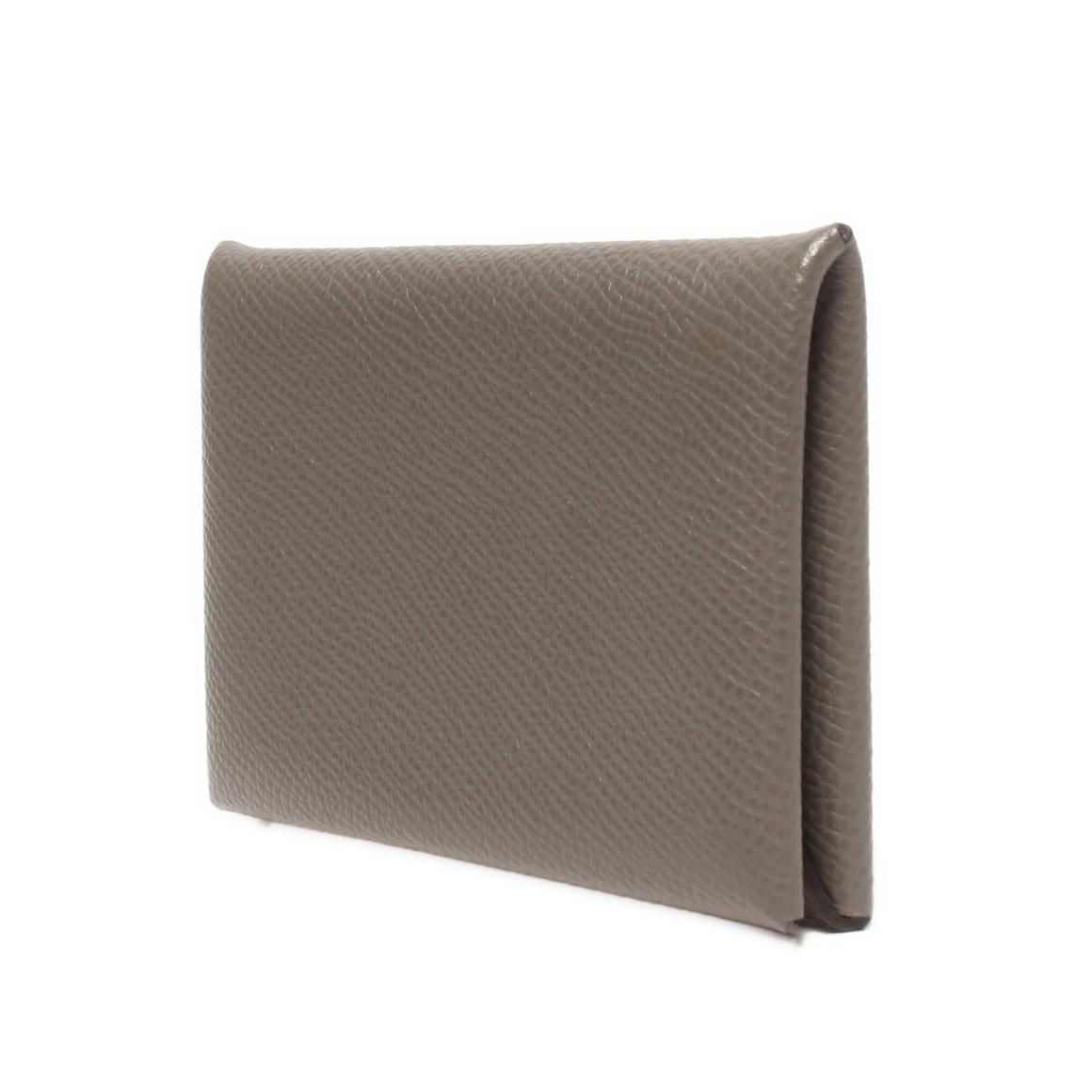 Hermes Card Case Silver Calvi Greige Size Details — view 3