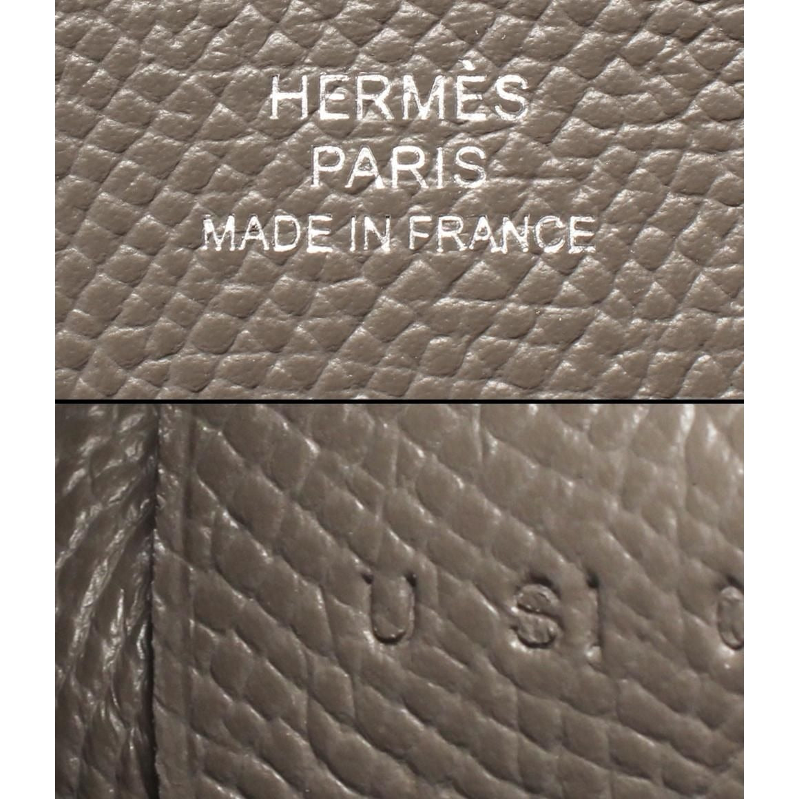 Hermes Card Case Silver Calvi Greige Size Details — view 6