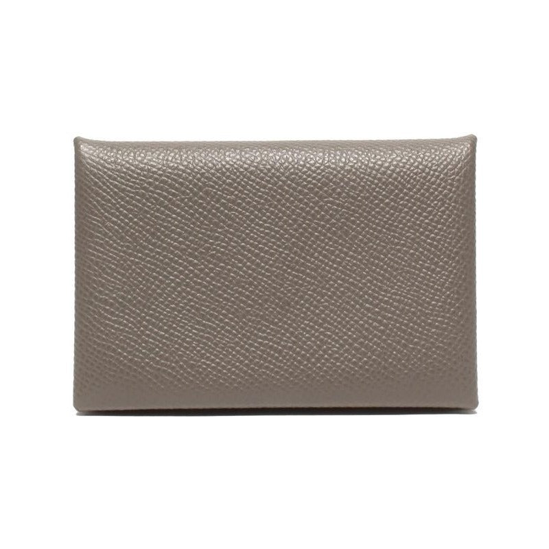 Hermes Card Case Silver Calvi Greige Size Details