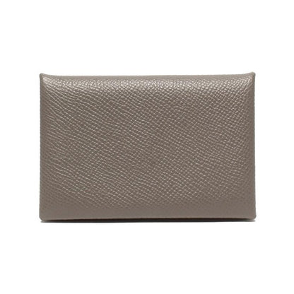 Hermes Card Case Silver Calvi Greige Size Details