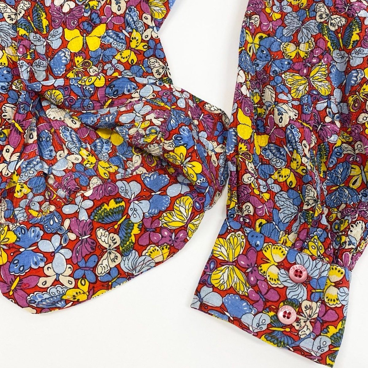 Celine Ed7 Vintage Butterfly Pattern Silk Shirt Blouse 40 — view 5
