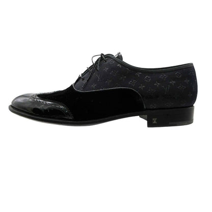 Louis Vuitton Dress Shoes Monogram Jacquard Velour Contrast Leather Business 10