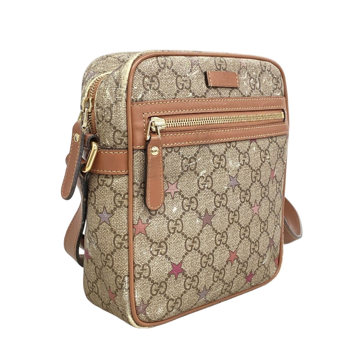 Gucci Shoulder Bag GG Supreme Brown Pink Champagne Gold — view 2