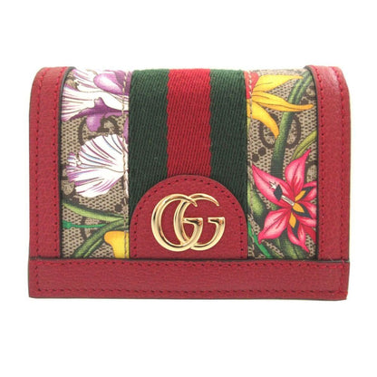 Gucci Ophidia GG Flora Red Compact Wallet Bifold
