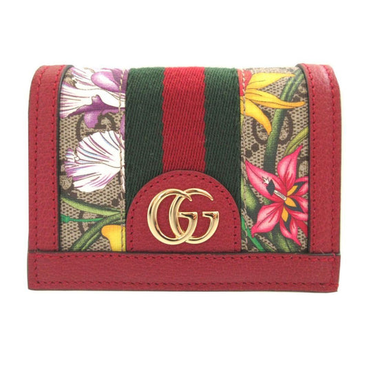 Gucci Ophidia GG Flora Red Compact Wallet Bifold