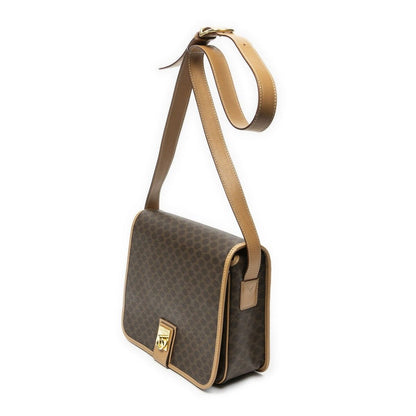 Celine Flap Cross Brown Beige Macadam Canvas Crossbody — view 2