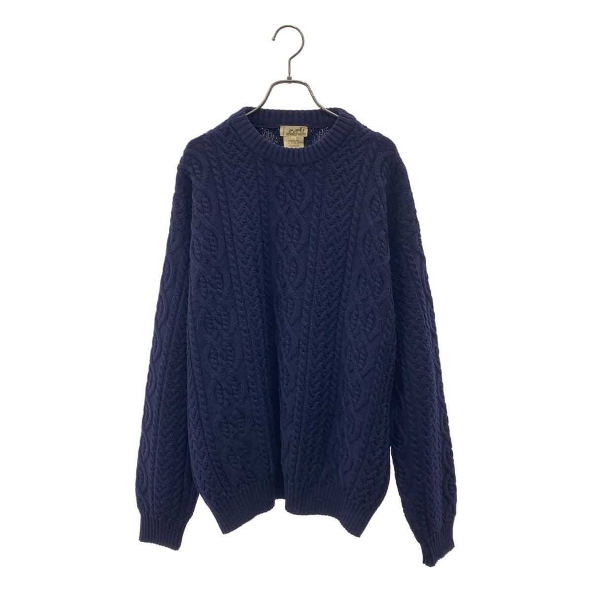 Hermes Wool Cable Crew Neck Knit XXL Navy