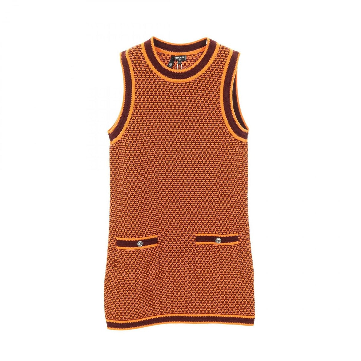 Chanel Dress CC Logo Button Orange Bold