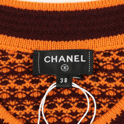 Chanel Dress CC Logo Button Orange Bold — view 3