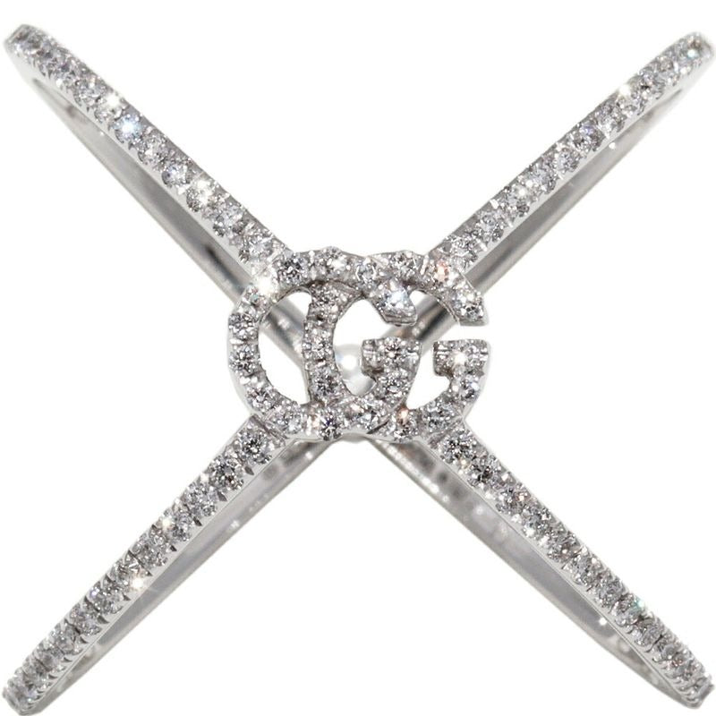 Gucci Rings 18K White Gold Diamond 107 P GG Running Xring Full