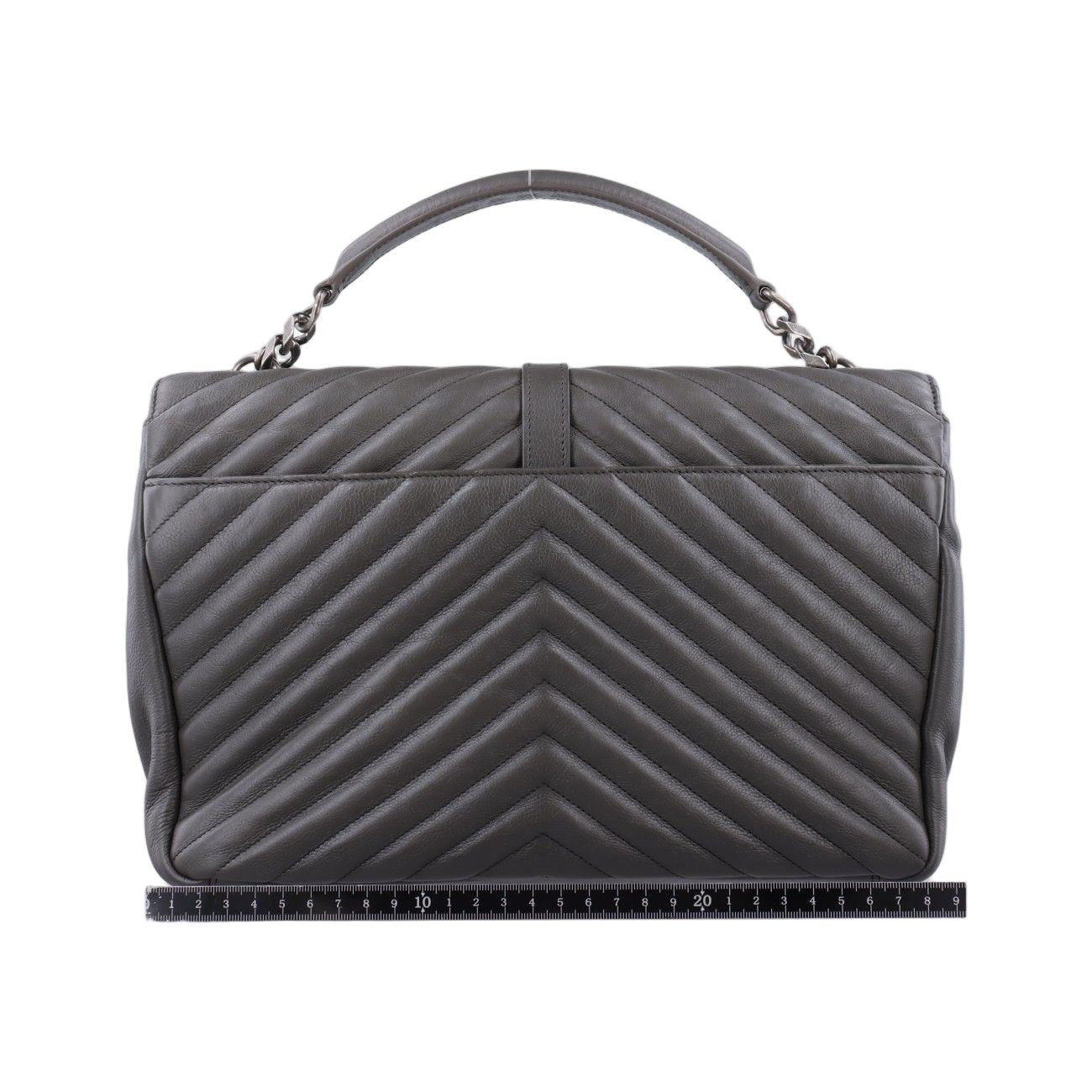 Saint Laurent Yves Carre Gray Leather Messenger Bag — view 2