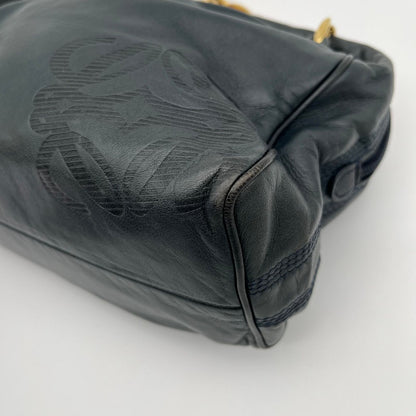 Loewe Shoulder Bag Black Anagram Embossed Nappa Leather Chain Vintage — view 9