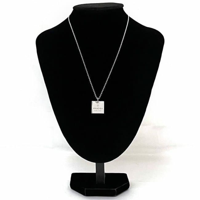 Gucci Square Logo Plate Necklace Ec22785 Silver