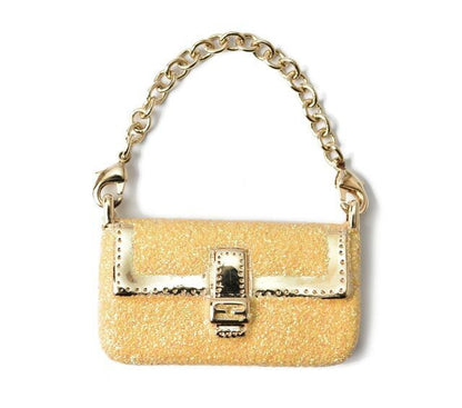 Fendi Key Holder Bagcharm Fendi Mamma Bucket Motif Metallic Yellow Gold Metal