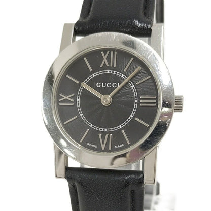 Gucci Watch SS Quartz Leather Black Dial