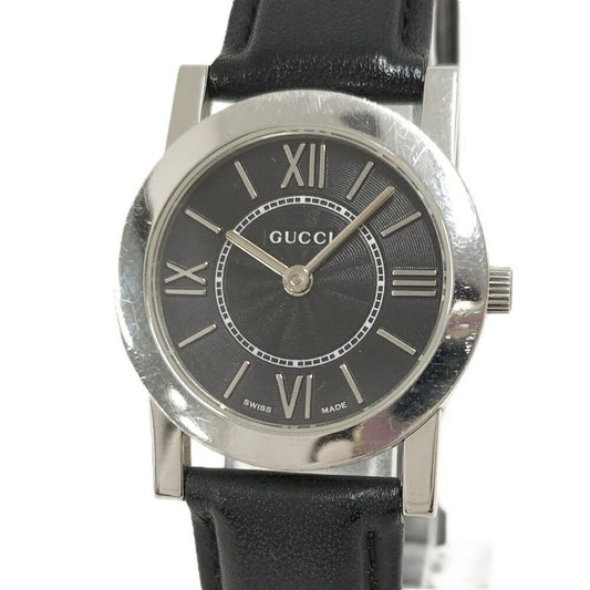 Gucci Watch SS Quartz Leather Black Dial